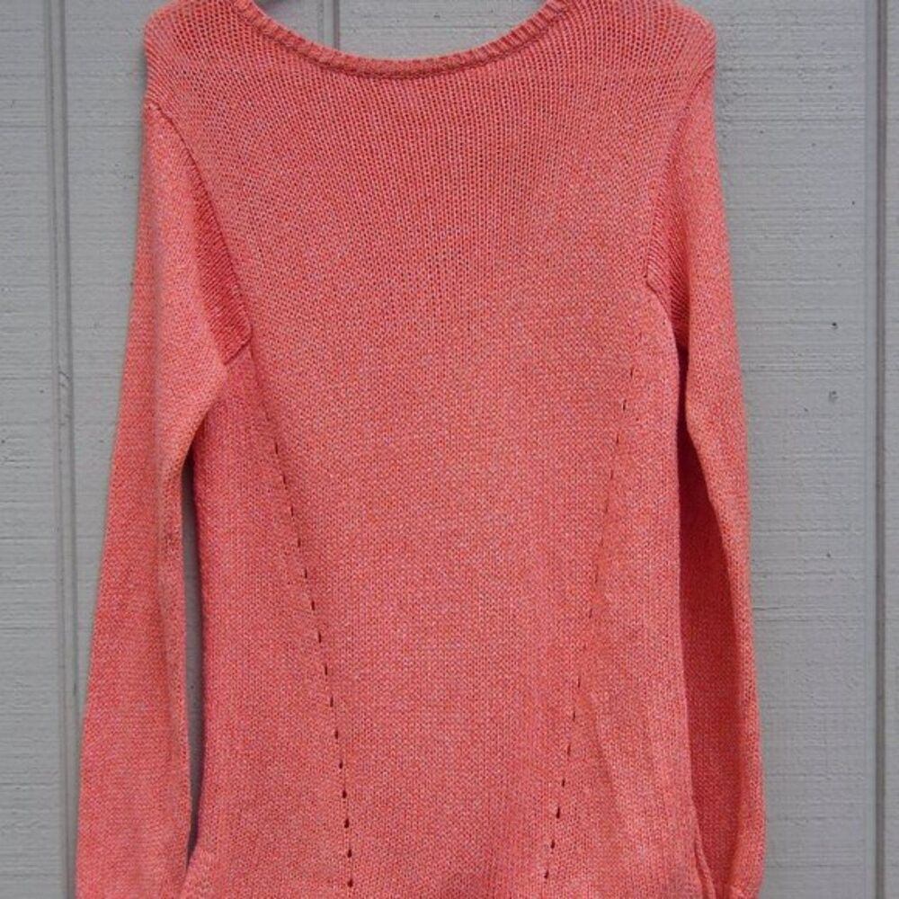 J. Jill Long Sleeve Coral Round Neck Cotton Knit Sweater Size XS Missy - Picture 3 of 7